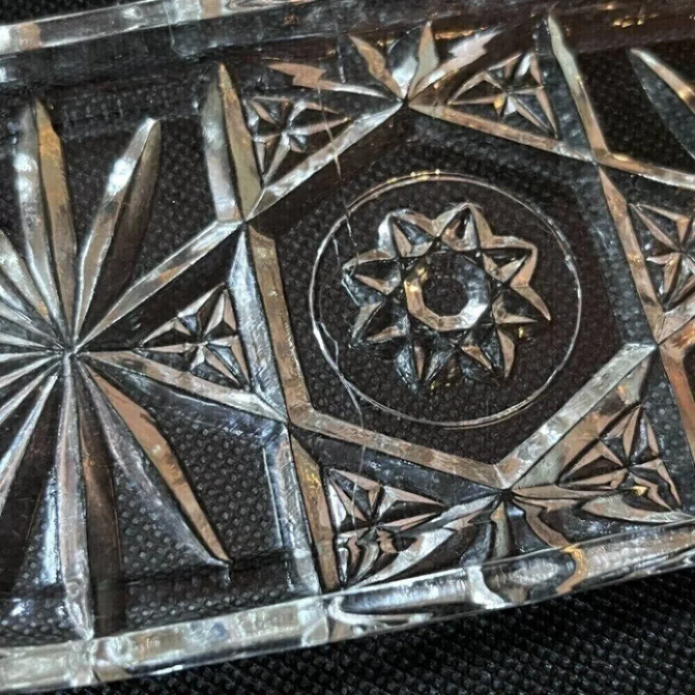 Vintage Crystal Butter Dish Spreader Server